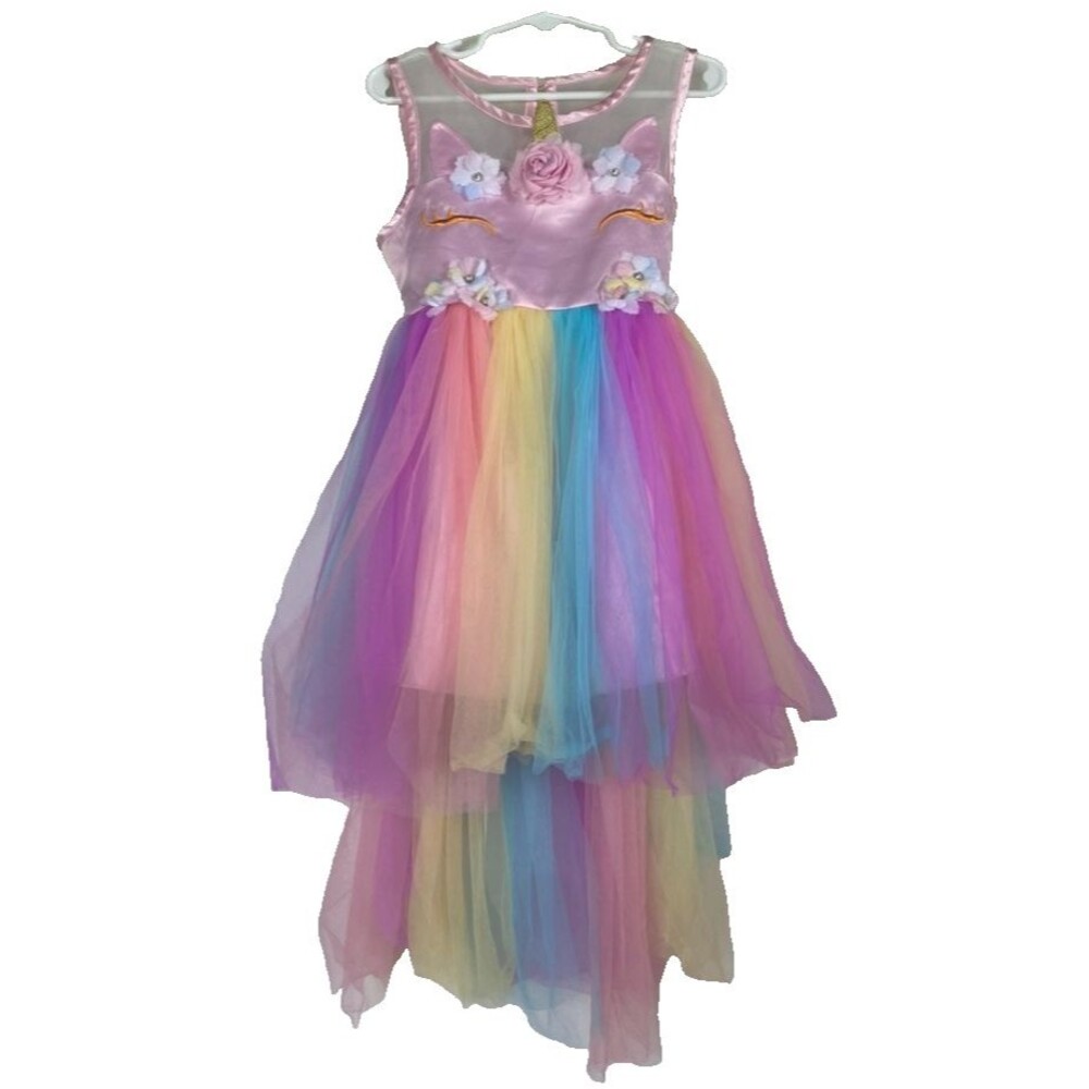 Sunny Fashion Girls Dress Unicorn Rainbow Tulle Pageant Princess Party -Size 5 T - Picture 4 of 16